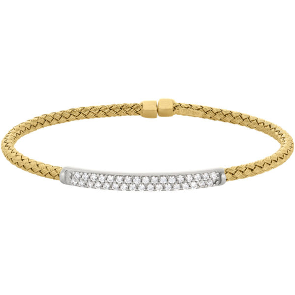 Neustaedter's Fine Jewelry in St. Louis is now offering Gold Finish Sterling Silver Basketweave Cuff Bracelet with Rhodium Finish Simulated Diamonds
